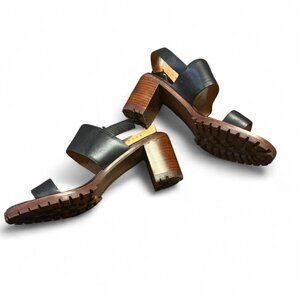 Madewell Black Leather Block Heel Sandals (Size 8)